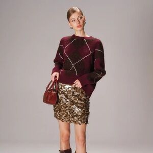 5 Commense Crew Neck Argyle Wool-Blend Sweater